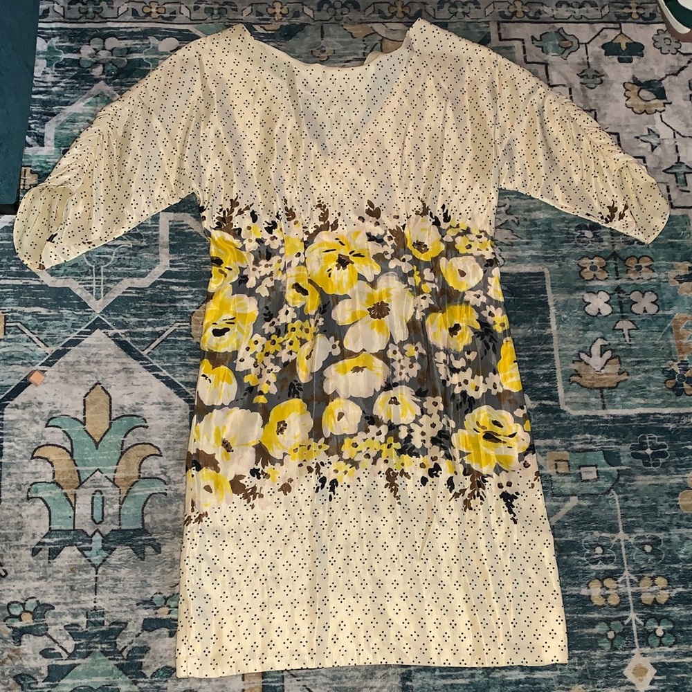 Anthropologie NWT Floral Yellow and Cream Dress